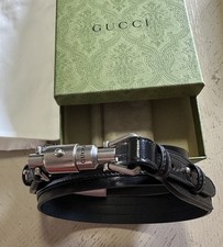 New 970 Gucci Mens Leather Boarded Duana Lux Belt Black 95/38
