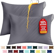 Set of 2 Pillow Protectors with Zipper Queen Size, Pillow Covers