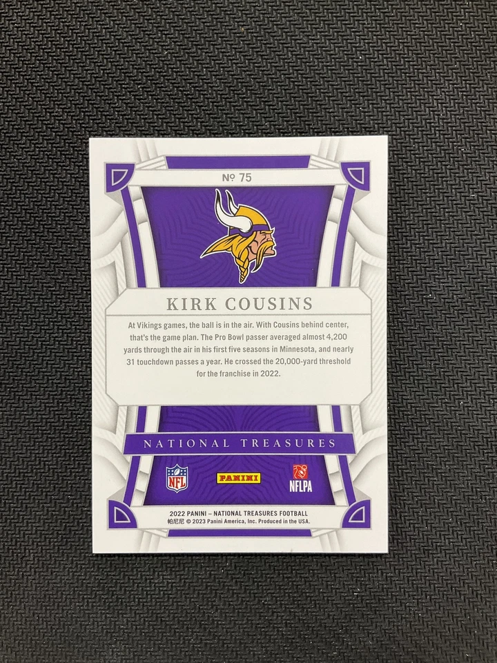 2022 Panini National Treasures #75 Kirk Cousins /99 Minnesota Vikings - Image 2 of 2