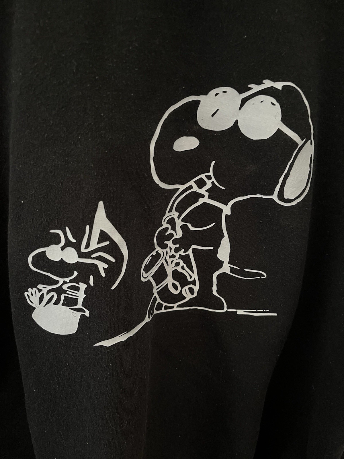 Vintage Snoopy And Woodstock Black Sweatshirt Gildan Size Large