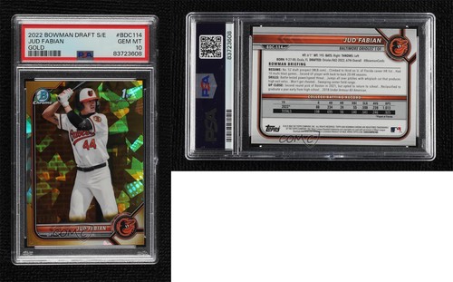 2022 Bowman Chrome Draft Sapphire Edition Gold /15 Jud Fabian PSA 10 GEM MT 0ok8 - Picture 3 of 3