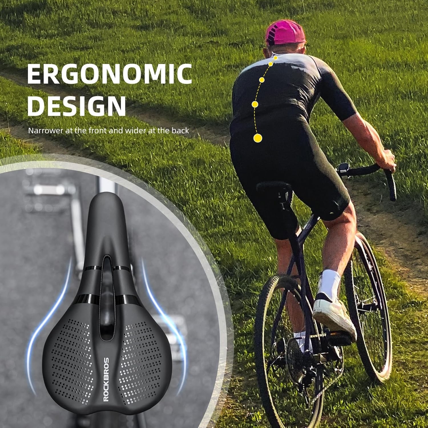 ROCKBROS Bike Seat Comfortable Waterproof Bike Saddle Cushion forMTB Racing Bike