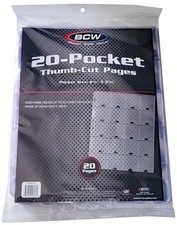 20 BCW 20-Pocket Thumb Cut Vinyl Coin Pages Sheets Protector Binder Flip Storage