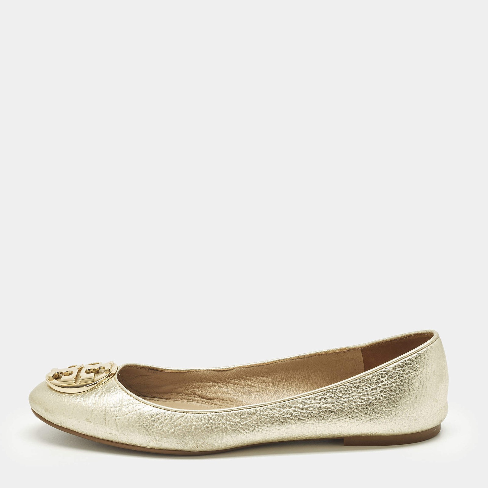 Tory Burch Claire Size 39.5 Gold Patent Leather Ballet Flats