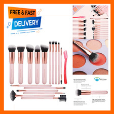 Makeup Brush Set 16 Pcs Premium Synthetic Foundation Powder Concealer Eyeshadow