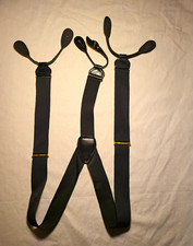 Men's Cas Germany Black Y-Back Button Suspenders Adjustable Leather Ends