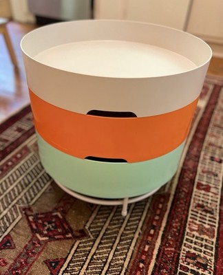 Vintage Ikea PS 2014 Retro Round Colorful Plastic Compartment Storage Side Table