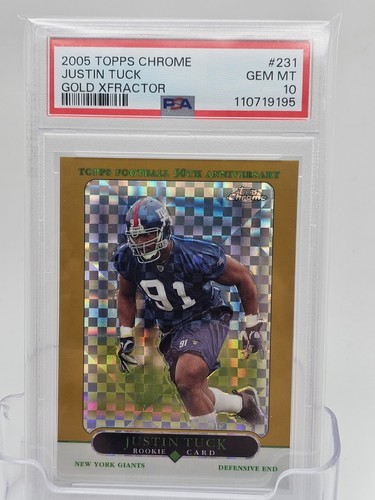 2005 Topps Chrome Gold Xfractor Justin Tuck PSA 10 đź’Ž Pop 1