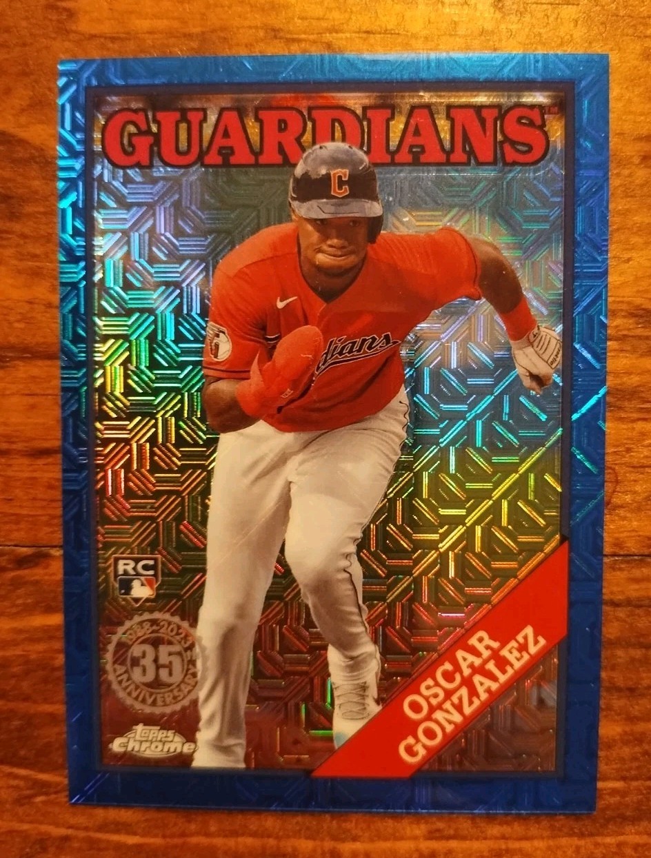2023 Topps Series 1 #T88C-92 Oscar Gonzalez Silver Pack Blue RC Refractor 67/150