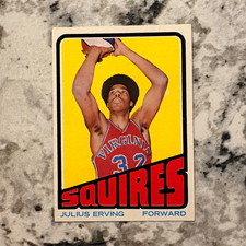 Topps 1972-73 Julius Erving #195 Virginia Squires Rookie Card. rookie card picture