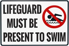 Lifeguard Must Be Present To Swim Tin Metal Signs Home Décor 8x12 Pool Rules Sig