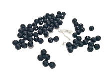 Lot of 74 Vintage Jet Black Faceted Round Czech Glass Beads 14 mm NOS