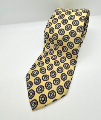 Robert Talbott Men's Tie 100% Silk Hand Sewn Made in USA Yellow/Black 57'' x 3.5''
