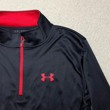 Under Armour Pullover Youth XL Black HeatGear 1/4 Zip Long Sleeve Logo Shirt