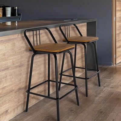 Set of Swivel Counter Bar Stools with Low Backrest Kitchen