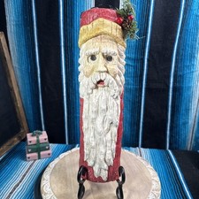 VTG Hand Carved, Hand Painted Santa Claus Folk Art Christmas Primitive. Resin