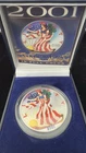 $1 Proof American Silver Eagle Dollar 2001 Liberty Full Color PRISTINE