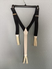 Brooks Brothers Adjustable Button Suspenders Sz L Black White Y Back England