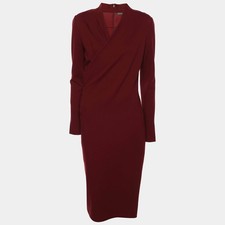Alexander McQueen Burgundy Fabric Midi Dress S