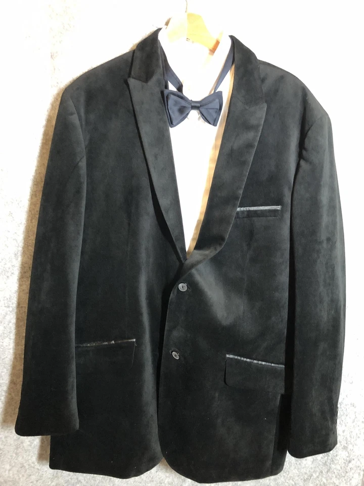 Chaqueta Alfani Para Hombres XL 46-48 Negro Terciopelo Cena Blazer Calce Ajustado Fiesta de Vacaciones Foto 2 de 4