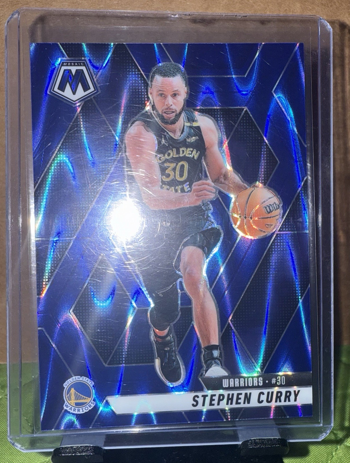 2024-25 Panini Mosaic - Stephen Curry #163 Seismic Blue Mosaic Prizm /149