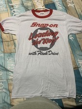 Vintage 90s Snap-On Tools Gray & Red Graphic Tee Shirt Size Med Cotton USA Made