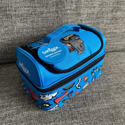   Smiggle Peppy DINOSAURIER BLAU Brotzeittasche Schule Sandwichbox Doppeldecker