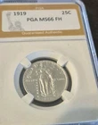 1919 P GEM BU MS Graded Standing Liberty Quarter 25c PGA Authentic *Pristine*