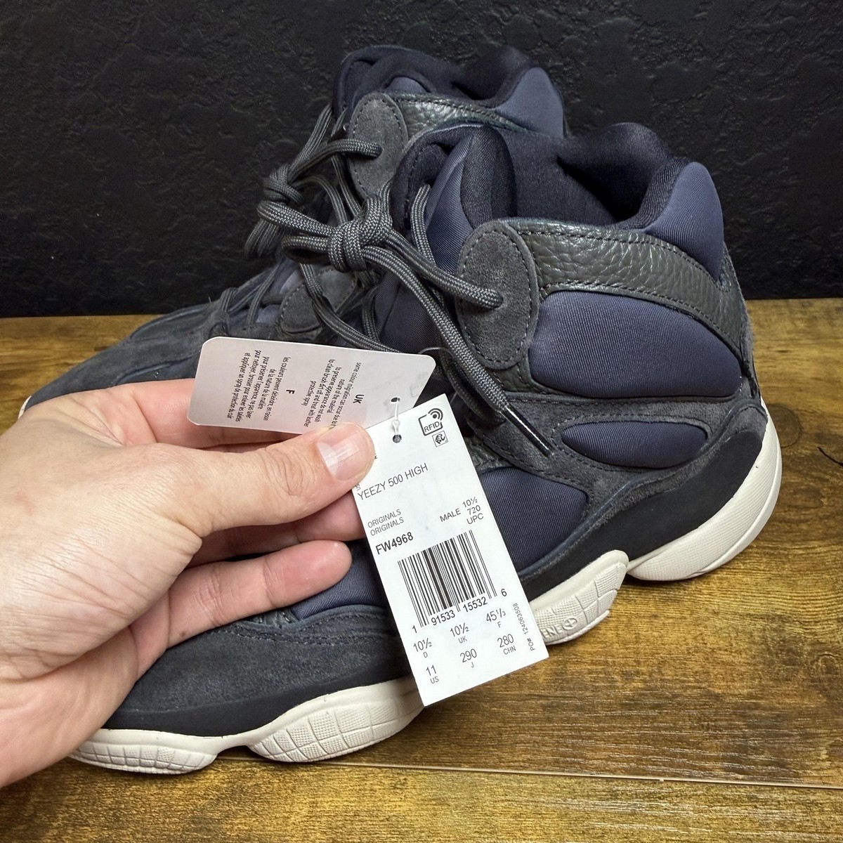 Adidas Yeezy 500 High FW4968 Slate Suede Neoprene Sneakers Mens