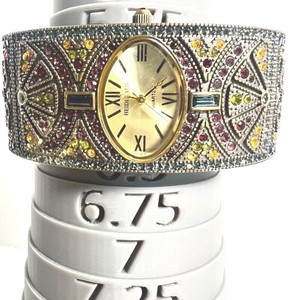Heidi Daus Womens Cuff Watch 87098 Hinged Crystal Jeweled Works New Batter
