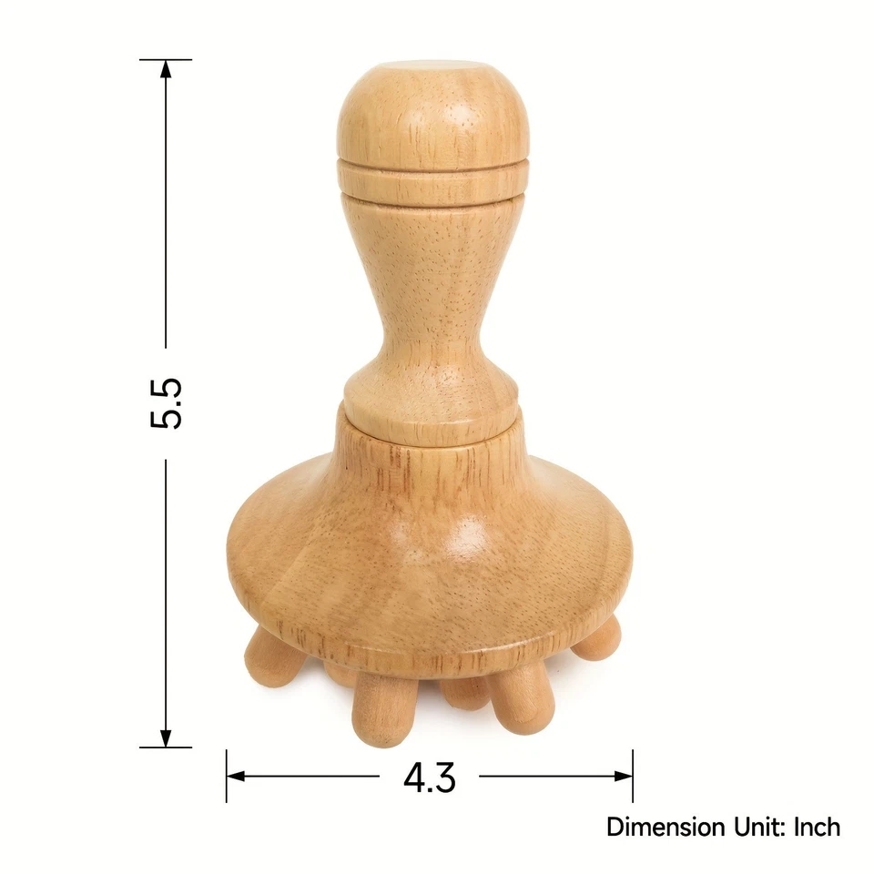 Herramienta de masaje manual de madera con cabeza de hongo alivia la fatiga y el dolor Foto 2 de 4