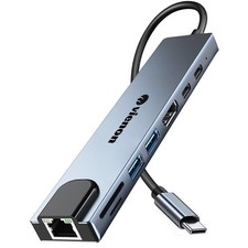 USB C Hub Ethernet HDMI Adapter, 8 in 1 Laptop Docking Station with 4K HDMI, ...