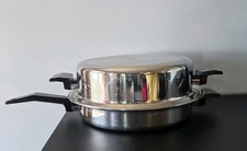 10&rdquo; Skillet Unbranded Dome Lid Stainless Fry Pan USA Both Pcs Marked 127