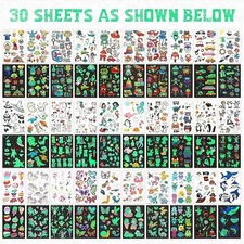 400 Pieces Glow Temporary Tattoos for Kids Waterproof Luminous Tattoo  30 Sheets