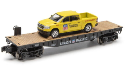 Menards O Gauge 10 1/2'' Union Pacific Flatcar w/ Dodge Ram Pickup Truck