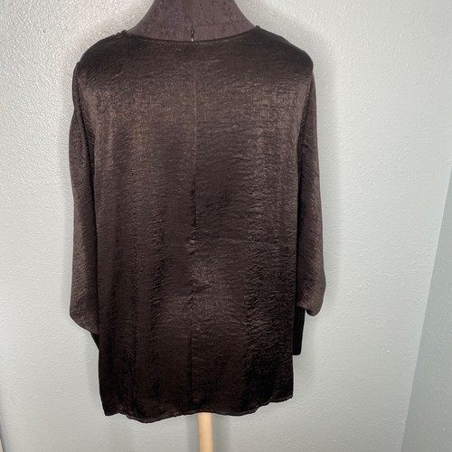 New Eloquii Blouse Shirt Plus Size 18 Black Long Puffy Sleeves Round Neck - Picture 3 of 10