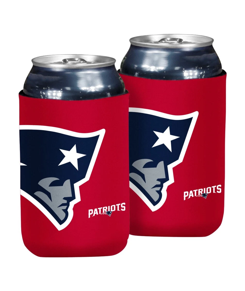 New England Patriots Can Bottle Cooler Set of 2 NFL Coozie Koozie Oversized Logo