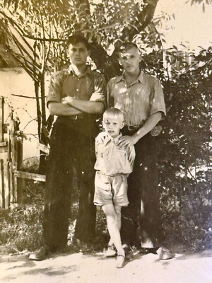 1950s Vintage Photo   Two Young Handsome Rural Guys Snapshot