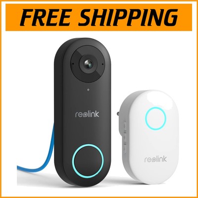 Outdoor Security 2K Video Doorbell with Wide Angle, Chime and Plug & Play Setup