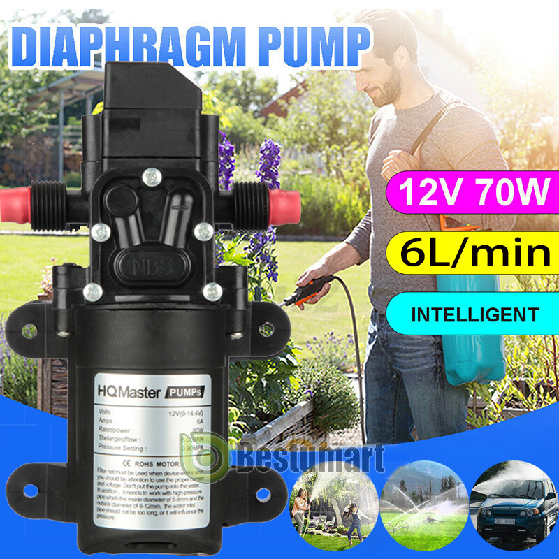 12V High-Pressure Diaphragm Water Pump – 130 PSI, 6L/Min, Self-Priming For RV, Home, Auto
