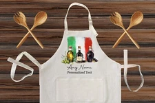 Personalized Italian Cooking Linen Kitchen Apron Italian Cookin with Oils design