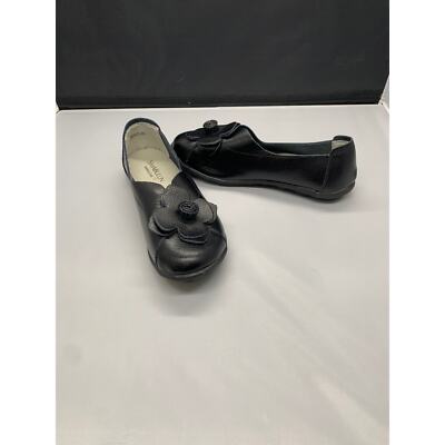 Smaibulun Womens Mama Love Slip On Flats Black Flower Trim