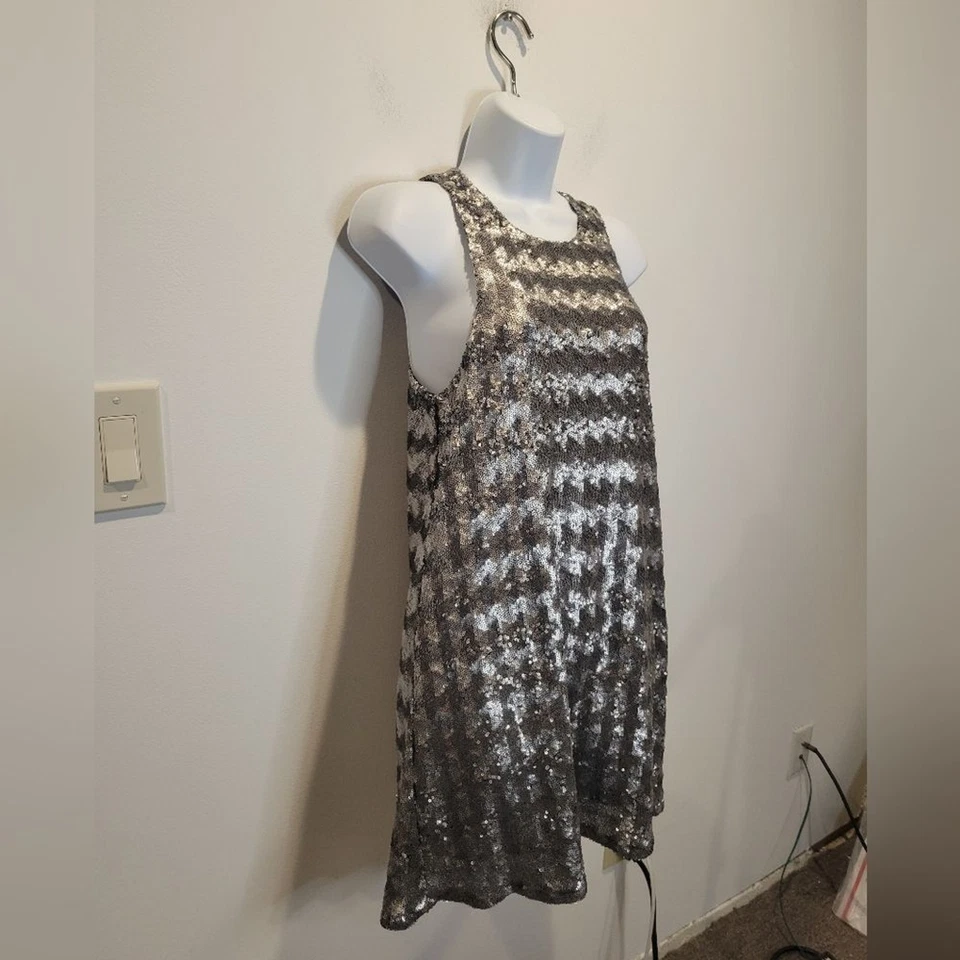 Vestido Aritzia Talula Talla S Canterbury Lentejuelas Plateadas Mini Brillante Foto 2 de 4