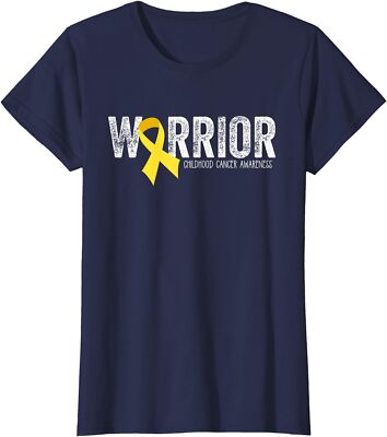 Warrior Childhood Cancer Awareness Ribbon Child Kids Ladies' Crewneck T-Shirt