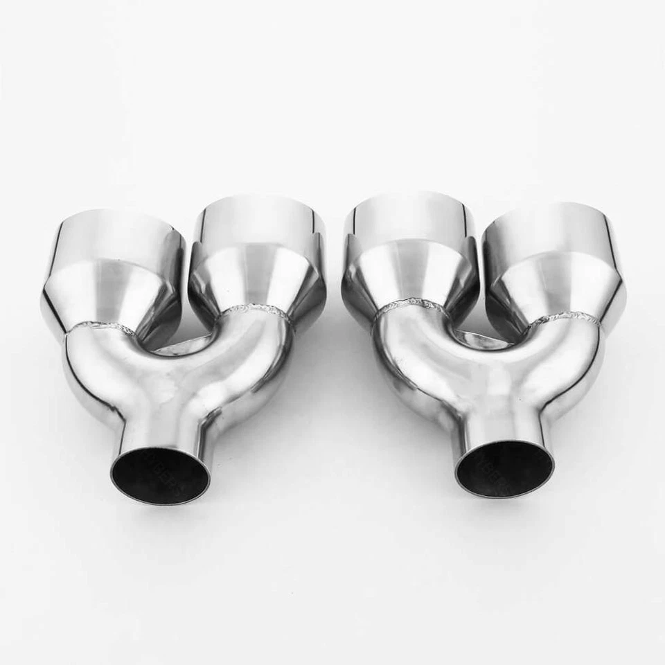 Par de puntas de escape de doble pared corte ángulo escalonado entrada 2,25" cuádruple 4" Foto 3 de 4