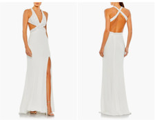 MAC DUGGAL 68166 FLORAL SEQUIN CUTOUT SHEATH WHITE GOWN sz 8