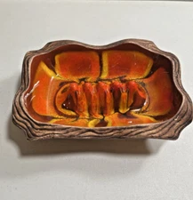 Vintage Large Sequoia Ware Orange Burst Ashtray MCM 1205 USA ceramic