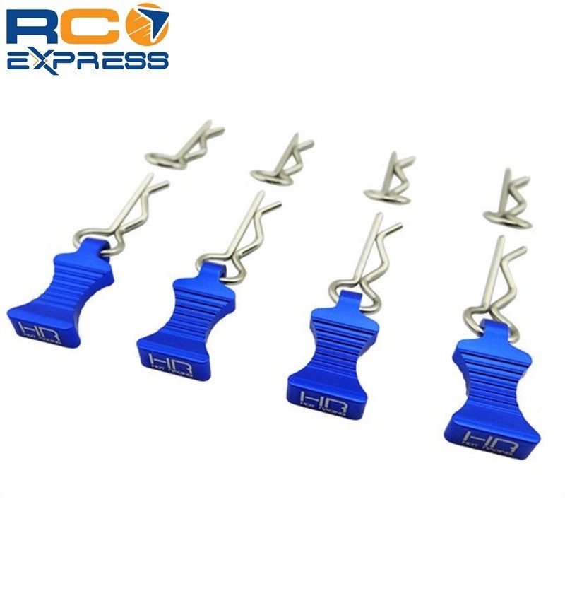 Hot Racing 1/10 Blue Aluminum EZ Pulls (4) Body Clips (8) AC03EZ06