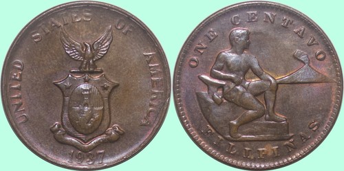 1937-M US/Philippines 1 Centavo ~ BU ~ Allen#3.01 ~ Y646