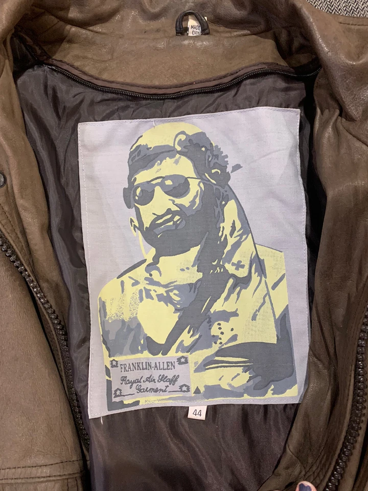 Leather BOMBER Jacket XL Men's Size 44 Flight Motorcycle Style - Image 4 of 4